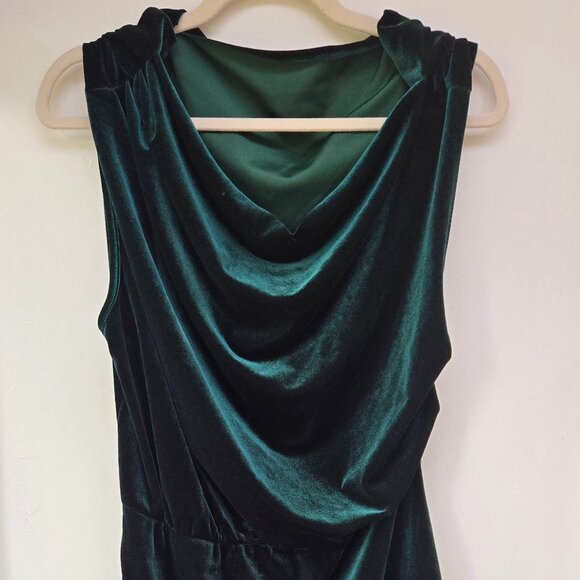 Dresses & Skirts - 3 For 55 👍🫶 Vintage Green Velvet Asymmetrical Dress – Polyester, Sleeveless